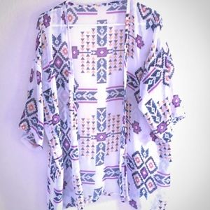 Printed Sheer Kimono- Open Front